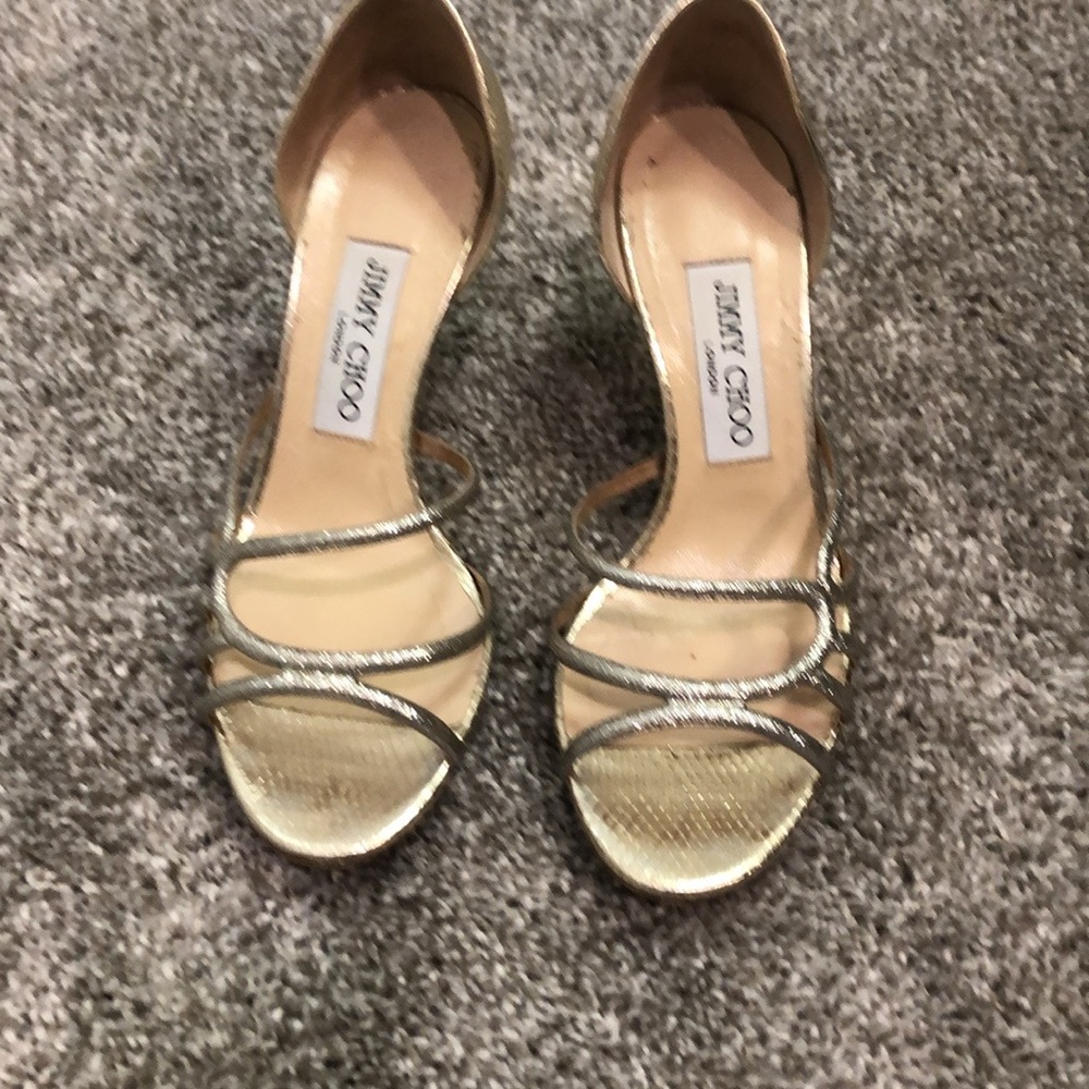 Jimmy Choo Metallic Strappy Heels